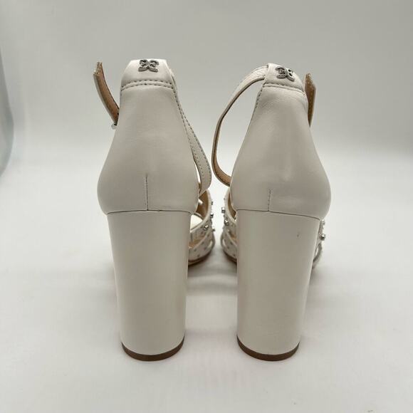 Sam Edelman Heels Womens 5.5 White Leather Yasha Studs Strappy Heels Sandals - Picture 9 of 11